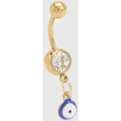 boohoo Dames Roestvrijstalen Navelpiercing Met Boze Oog Detail | Goud
