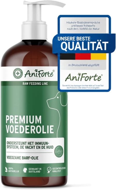AniForte BARF Voedingsolie voor Honden 1L – Natuurlijke, koudgeperste premium BARF-olie, ideale mix rijk aan Omega 3 & Omega 6, diersoortvriendelijk en uitgebalanceerd BARF-supplement