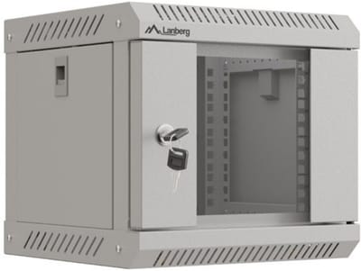 Lanberg - 10 Inch Wandrack - 4U - 300 x 300 mm - Grijs - Glazen Deur - Zelfmontage Rackkast