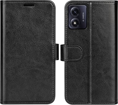MobyDefend Hoesje - Geschikt voor Motorola Moto E13 - Wallet Book Case (Sluiting Achterkant) - Zwart
