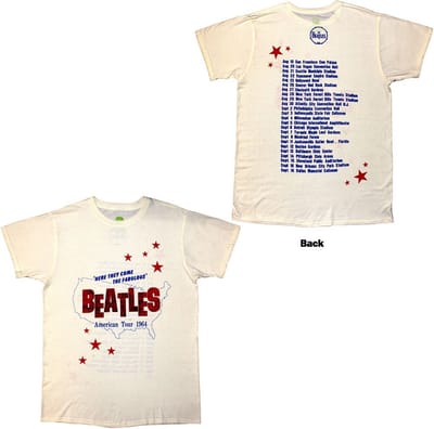The Beatles - American Tour '64 Heren T-shirt - M - Creme