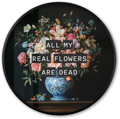 Poster in lijst Rond - Fotolijst 60x60 cm - Posters - Bloemen - Art - Pastel - Quotes - Ronde posterlijst zwart - Decoratie - Wanddecoratie woonkamer - Muurdecoratie slaapkamer