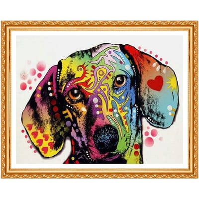 Peinture diamant teckel chien, perceuse ronde complète 5D à faire soi-même, broderie, point de croix, décoration d'intérieur 20X30CM black