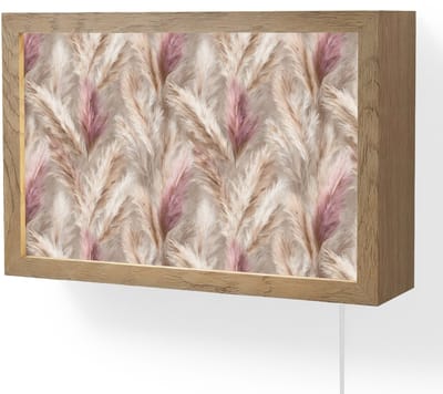 Wandlamp 30x20 cm - Oplaadbaar - Pampasgras - Pluizig - Kleurrijk - Wandlampen binnen woonkamer - Slaapkamer lamp met kabel - Decoratieve nachtlamp - Vloerlamp snoer