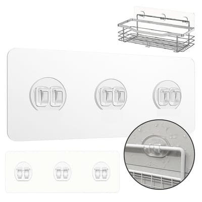 Zelfklevende Ophanghaken – Transparant | 3 Stuks | 3 Haken per Strip | Extra Sterke Plakstrips | Waterbestendig & Herbruikbaar | Geen Boren | Perfect voor Badkamer, Keuken & Kast