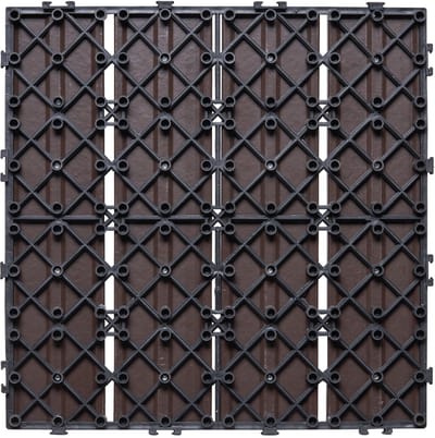 In Elkaar Grijpende Terrastegels, 12 x 12 inch, 10-Pack, 10 Vierkante meter, Kunststof Hout, Waterdichte Terrasplanken, All-weather Terrasplanken voor Veranda, Zwembad