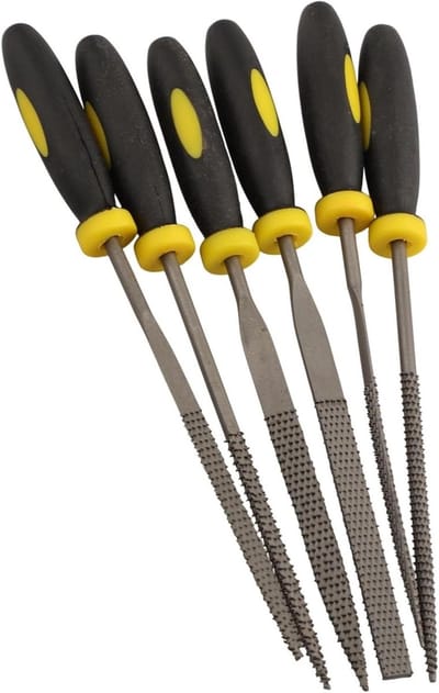 Naaldvijlen set - Metaalvijlen - Houtbewerking verfijnen - Hoge hardheid - 6 stuks 140 mm - Zwart geel