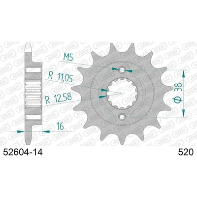 Stalen motortandwiel voor Afam 520 14 dents