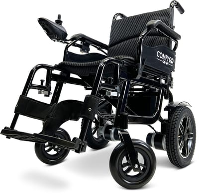 Comfygo X-6 Elektrische Rolstoel voor volwassenen, Lichtgewicht, Opvouwbaar, 20AH Li-ion batterij, bereik tot 30 km, Zwart, 45cm