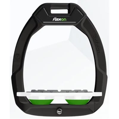 Zwart/Wit/Groen Plat Grip Veiligheidsbeugels voor paardrijden Flex-On Safe-On