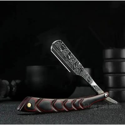 Bruin Houten Handvat Scheermes Professionele Barberscheerapparaat met Vervangbare Mesjes Heren Wenkbrauwscheermes Cadeau black