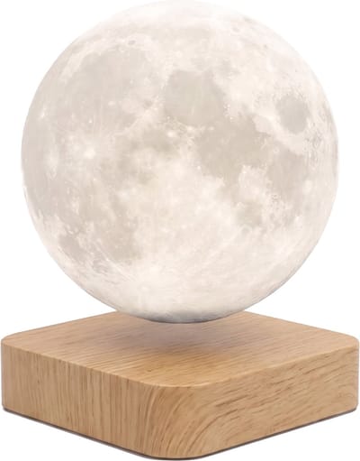 TIN-IN Zwevende Maanlamp Licht Eiken Hout – Magnetische Levitatie Tafellamp – LED Lamp met 3 Lichtkleuren – Sfeerverlichting voor Slaapkamer & Woonkamer – Nachtlamp