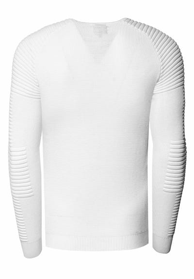 Slim fit fijngebreide biker trui met ronde hals