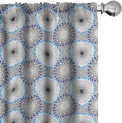 ABAKUHAUS Mozaïekgordijnen – 2x75×175 cm – halfdonker – lichtgrijs azuurblauw
