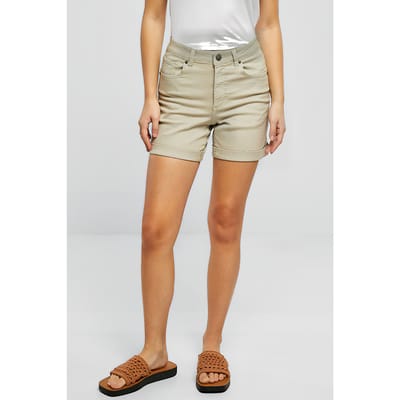 Urban Classics Ladies Colored Strech Denim Shorts Softseagrass Größe: 34 | Kurze Sporthosen Outlet | Damen | Blau