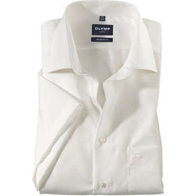 OLYMP Luxor modern fit overhemd - korte mouw - beige - creme - Strijkvrij - Boordmaat: 39 (EU maat: M)