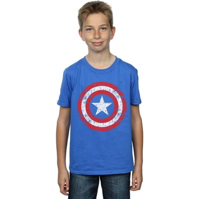 Marvel Jongens Avengers Captain America Gekrast Schild T-Shirt (Koningsblauw)