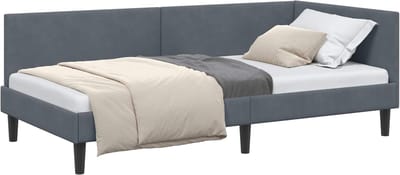 Hoekbank Bed - Slaapbank Logeerbed - Ruimte Besparen - Flexibel Hoofdeinde - 90 x 200 cm - Donkergrijs