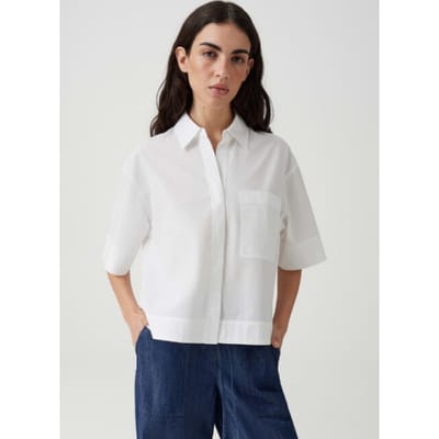 boxy fit blouse met korte mouwen van pure katoen model 'Filsona'