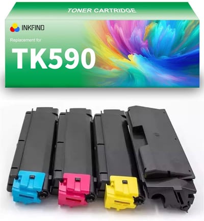 INKFIND TK-590 (TK590BK-TK590C-TK590M-TK590Y) tonercartridge multipack van 4 stuks (Zwart+Cyaan+Magenta+Geel) compatibel met Kyocera TK-590 (TK590BK-TK590C-TK590M-TK590Y) voor Kyocera FS-C5250DN 4-pack BK/C/M/Y