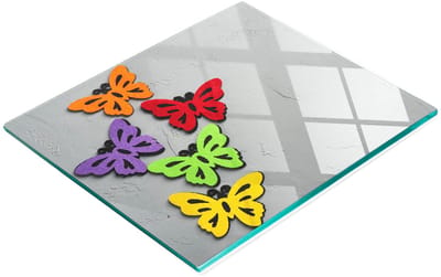 Decoratieve glazen snijplank met kleurrijke vlinders, 60x52 cm