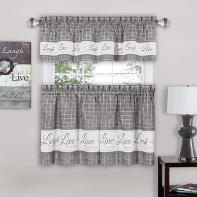 Achim Gordijnset: Vitrage & Valance, Grijs, 58" x 24"