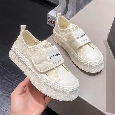 Canvas Schoenen Dames Nieuwe Zomer Ademend Mesh Veters One-pedal Mesh Schoenen Platform Witte Schoenen Casual Board Schoenen 40 gray