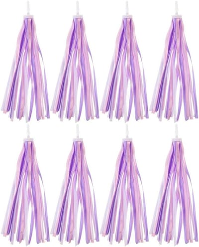 Fietsstuur Streamers - Fietskwastjes Decoratie - Fiets Versieren - Glitterend Effect - 27 centimeter - Paars