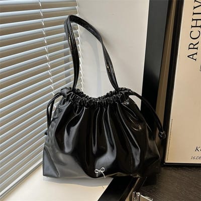 Trekkoord Geplooide Emmer Tas voor Dames Trendy Nieuw Grote Capaciteit Zomer Casual Eén-schouder Veelzijdige Tote Bag gray