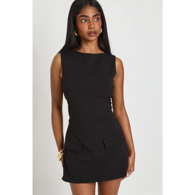 boohoo Dames Mouwloze Skort Playsuit Met Zakdetail | Zwart | Maat: 44