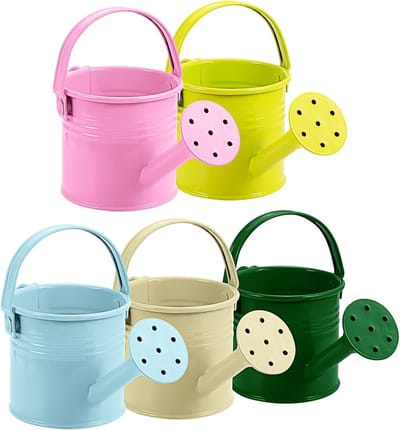 5 stuks ijzeren tuingieters, metalen potten voor kinderen, vintage gieter voor kamerplanten, bloemenverzorging en tuinaccessoires in gemengde kleuren