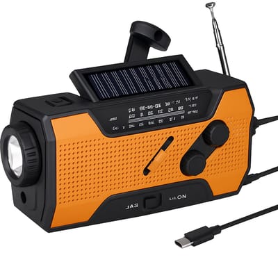Noodradio - op batterij, 2000mAh powerbank - Draagbare Radio - Opwindbare Radio - Noodradio solar opwindbaar - Noodpakket - 5 oplaadmogelijkheden