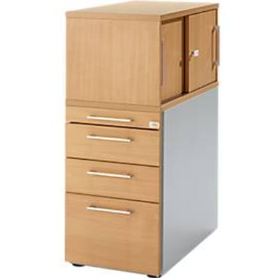 Schäfer Shop  Genius Zijcontainer met kast incl. schuifdeur, container & schuifdeur afsluitbaar, met vierkante handgreep, beuken