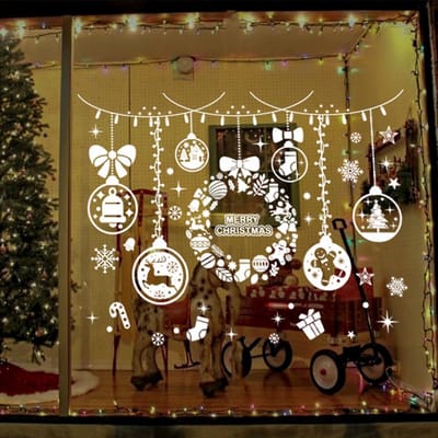 Kerst Raamstickers Kerst Stickers Kerst Raamdecoratie Raamstickers Sneeuwvlokken Raamversiering Merry Xmas – 114St