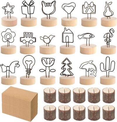 28 Stuks Houten Memo Holders in 19 Stijlen voor Kaartjes, Foto's en Decoratie voor Feesten en Evenementen