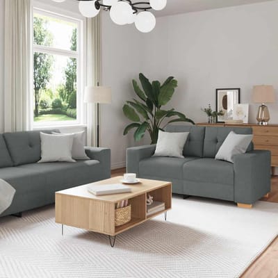 vidaXL - 2-delige - bankset - met - kussens, - donkergrijze - stof