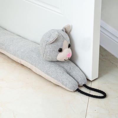 Famanu – Tochtstoppers voor de deur Decoratieve Windstopper 91cm voor Deur & Raam - Verzwaarde Tochtstopper Geluidsblokker voor Onderkant Deur - Grijze Kat 36"