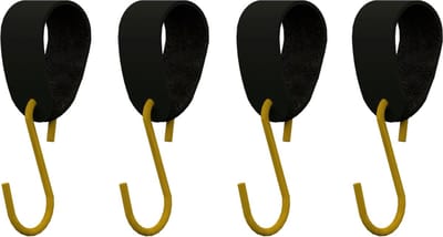 S-haakje Goud + leren hanger: ZWART - Maat S - set van 4 (S-haakjes - kapstokhaakje - handdoekhaakje - kapstokhaak - ophanghaken - S-haken)