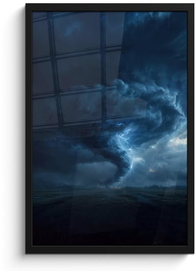 Poster in lijst - Fotolijst 40x60 cm - Posters - Tornado - Duister - Wolken - Posterlijst zwart - Decoratie - Wanddecoratie woonkamer - Muurdecoratie slaapkamer