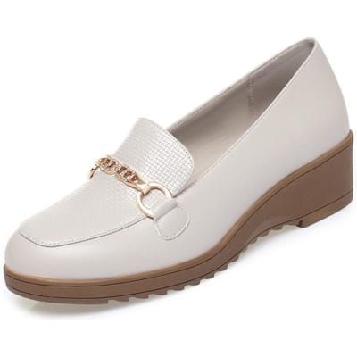 Lente Zomer Dames Loafers Platte Schoenen Hoogte Verhogend Zwart Schoeisel Instappers Moccasins Casual Wedge Zacht Leer Schoenen 35 white