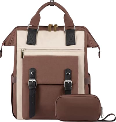 Dames Laptop Rugzak - Laptoptas Dames voor Werk en Reizen – Zakelijke Computer Rugtas met Laptopvak – Geschikt voor 15,6 Inch – Werktas, Reistas en Schoolrugzak voor Dagelijks Gebruik - Bruin