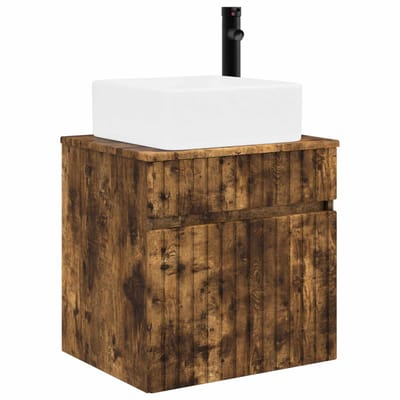vidaXL - Wandgemonteerde - wastafelmeubel - Gerookt - eiken - 49 - x - 41 - x - 63 - cm