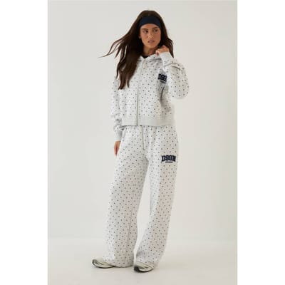 Dames Dsgn Studio Joggingbroek Met Stippenprint En Applique, Rechte Pijpen | Asgrijs | Maat: Medium
