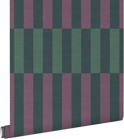 ESTAhome behang linnen-look strepen paars en blauw - 50 x 900 cm - 132248