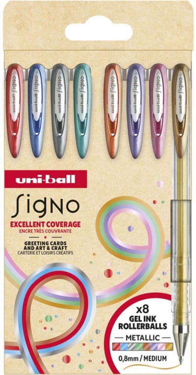 Uni-ball - Signo Metallic - medium punt - geassorteerde kleuren - 8 stuks - UM120N8