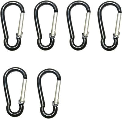 Karabijnhaak Set - Aluminium Clips - Outdoor Activiteiten - Gladde Afwerking - 6 Stuks - Zilverkleurig
