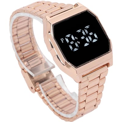 Montre LED pour étudiant Tetragonum Montre de sport numérique avec boucle déployante Alarme Chronométrage Veilleuse black