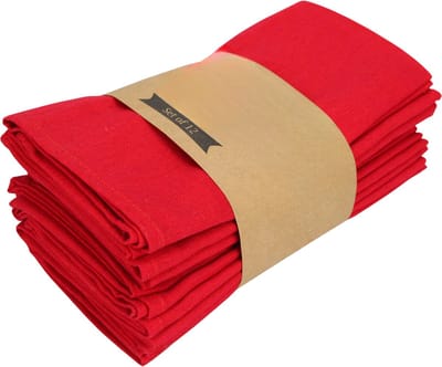 Set van 12 Katoen-Linnen Servetten 40x40 cm – Herbruikbare Stoffen Tafelservetten, Linnen Servetten, Tafeldecoratie, Placemats en Keukendoeken voor Eettafel, Diner en Feestjes - Rood