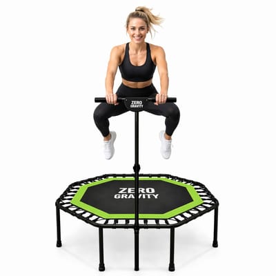 Zero Gravity Fitness-trampoline 135 cm | extra groot spZero Gravity Fitness-trampoline 135 cm - extra groot springvlak, ideaal voor jumping fitness - stabiele achthoekige indoor-trampoline met handgreep - hoogwaardige bungee-vering - tot 130 kg