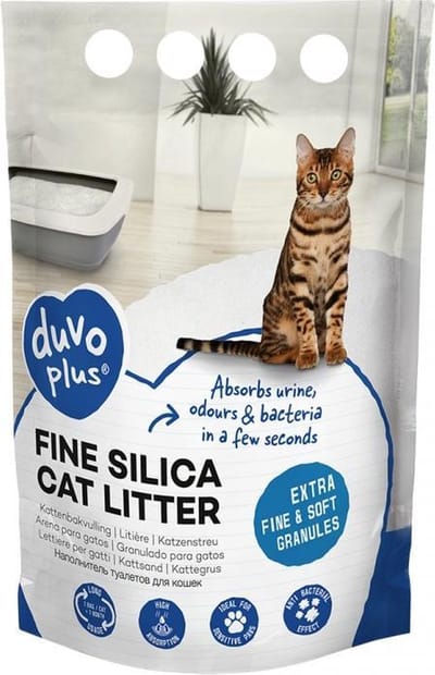 Duvo+ Premium fijne silica kattenbakvulling Wit 0,5-1,5mm - 5L - 2kg